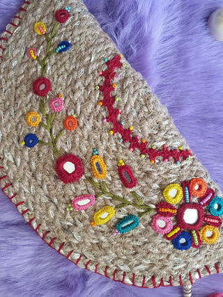 Kutch Embroidered Jute Hand Purse