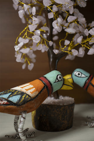 Ram Chirayya Handmade Wooden Birds Set Of 2 Multi Veersingh Wooden Products