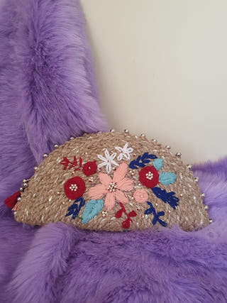 Jute Hand Embroidered Purse Multicolor