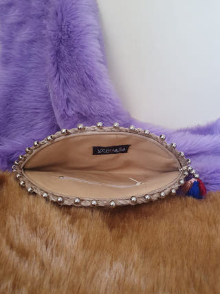 Jute Hand Embroidered Purse Multicolor