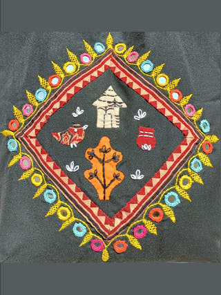 Applique Black Tote Bag