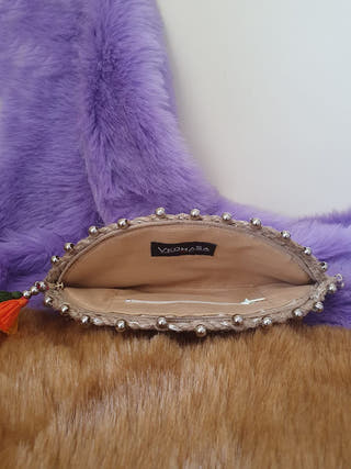 Jute Orange Embroidered Purse