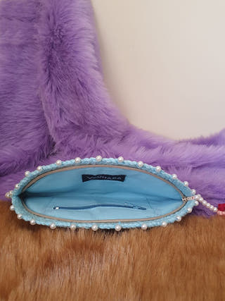 Dori Hand Embroidery Purse Aqua