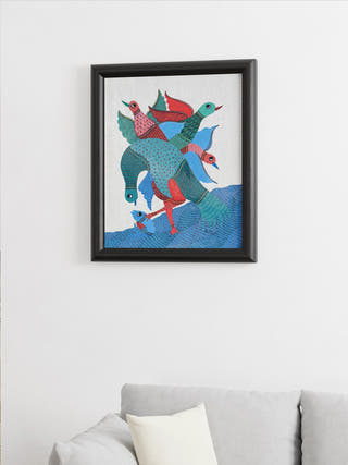 Life of Forest Gond Art Painting- Unframed Kailash Pradhan