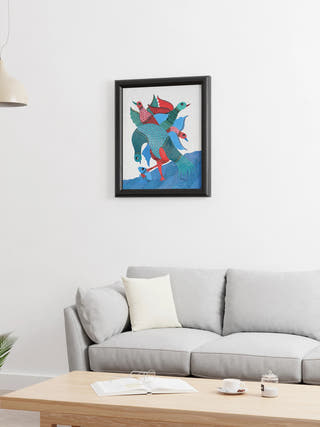 Life of Forest Gond Art Painting- Unframed Kailash Pradhan