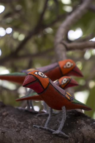 Maina Handmade Wooden Birds Set Of 3 Multi Veersingh Wooden Products