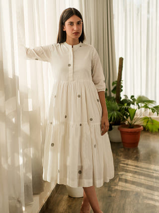 White Polka Tier Dress