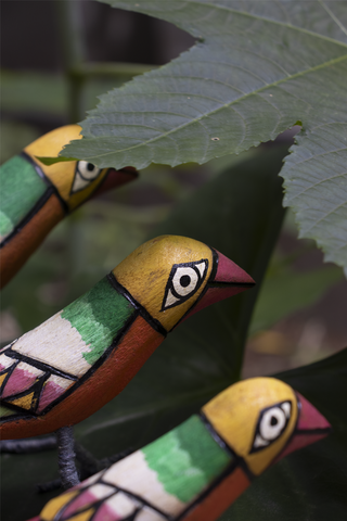Macaw Handmade Wooden Birds Set Of 3 Multi Veersingh Wooden Products