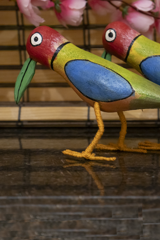Papiha Handmade Wooden Birds Set Of 2 Multi Veersingh Wooden Products