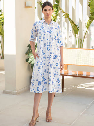 Doodle Print Shirt Dress