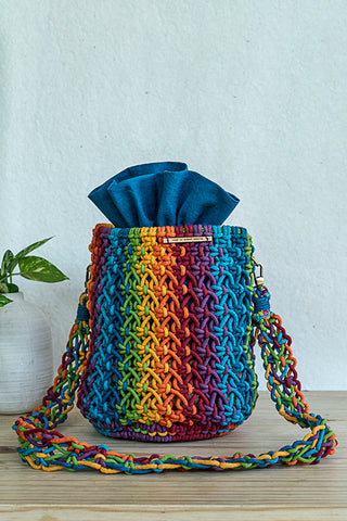 Cosmos Blended Hand Knotted Bucket Bag Multi Color One 'O' Eight Knots