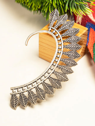 Leaf Handcrafted Silver Plated Earcuff Tribal Look