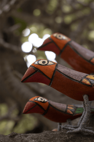 Maina Handmade Wooden Birds Set Of 3 Multi Veersingh Wooden Products