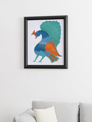 Peacock Gond Art Painting- Unframed Kailash Pradhan