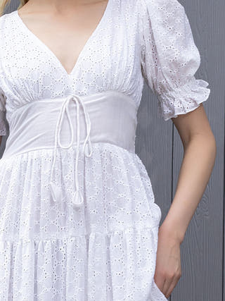 Snow Petal Schiffli Cotton Fit & Flare Maxi Dress