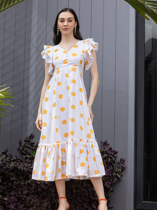 Citrus Cloud Fit & Flare Maxi Dress