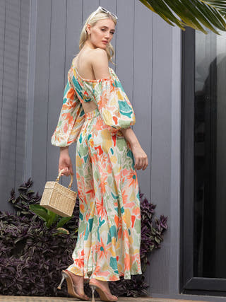 Tropic Pop Crop Top & Maxi Pants Co-Ord Set