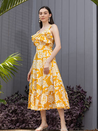 Vanilla Sunshine Fit & Flare Midi Dress