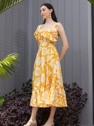 Vanilla Sunshine Fit & Flare Midi Dress