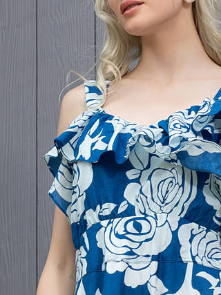 Glacier Bloom Ruffled Detail Fit & Flare Midi Dress