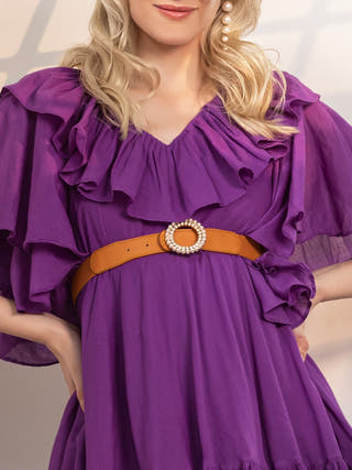 Plum Petal Fit & Flare Midi Dress