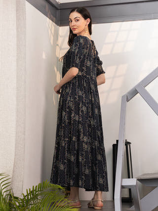 Indigo Isle Fit & Flare Maxi Dress