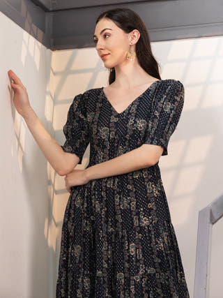 Indigo Isle Fit & Flare Maxi Dress