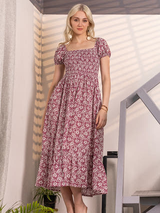 Rose Mist Fit & Flare Midi Dress