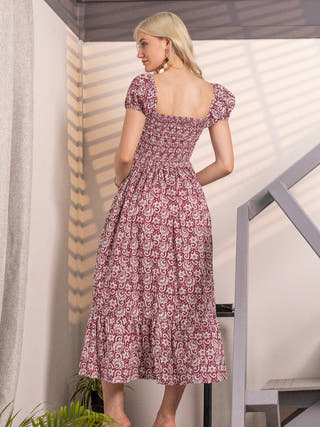 Rose Mist Fit & Flare Midi Dress