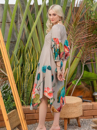 Storm Bloom A-Line Midi Dress