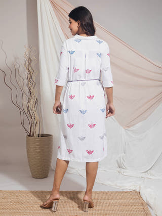Butterfly Wood Block Printed Dress Earth Route 