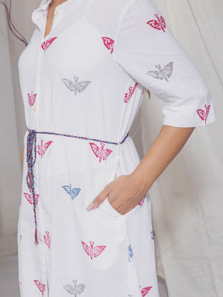 Butterfly Wood Block Printed Dress Earth Route 