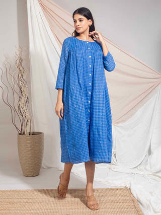 Eshani Hand Woven Cotton Jamdani Dress Earth Route 