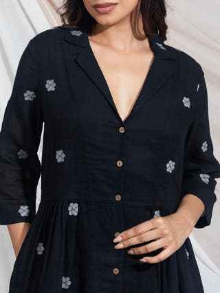 Keya Hand Woven Cotton Jamdani Dress Earth Route 