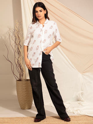 Indian Eagle Owl Hand Block Printed Shirt Earth Route 