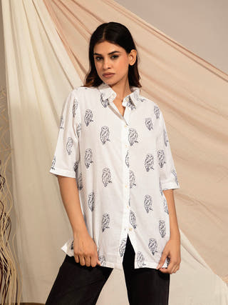 Jungle Owlet Hand Block Printed Shirt Earth Route 