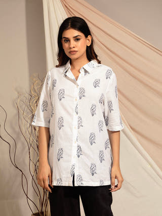 Jungle Owlet Hand Block Printed Shirt Earth Route 