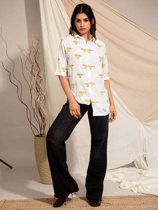 Indian White Eye Hand Block Printed Shirt Earth Route 