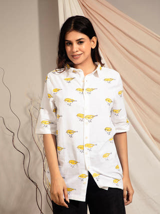 Indian White Eye Hand Block Printed Shirt Earth Route 