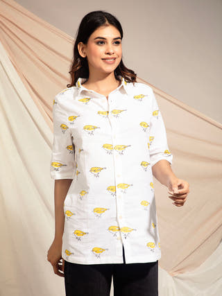 Indian White Eye Hand Block Printed Shirt Earth Route 