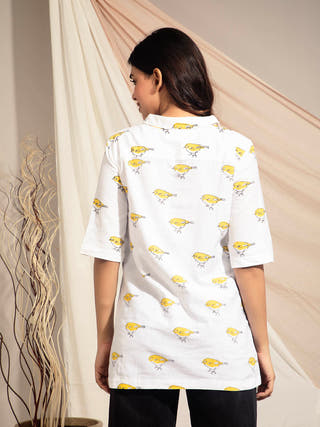 Indian White Eye Hand Block Printed Shirt Earth Route 