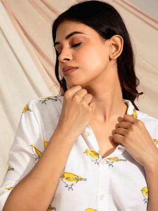 Indian White Eye Hand Block Printed Shirt Earth Route 