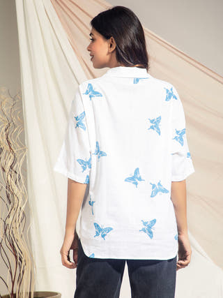 Swallowtail Butterfly Hand Block Printed Kimono Style Shirts Earth Route 