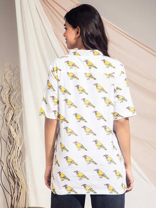 Black Hooded Oriole Hand Block Printed Shirt Earth Route 