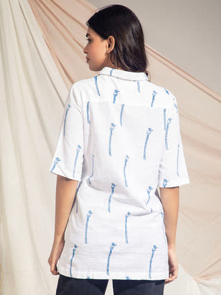 Indian Paradise Flycatcher Hand Block Printed Shirt Earth Route 
