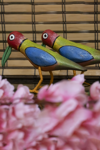Papiha Handmade Wooden Birds Set Of 2 Multi Veersingh Wooden Products