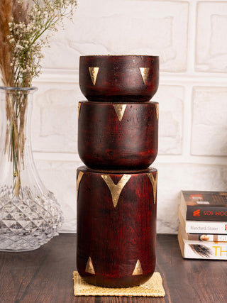 Floor Standing Three Stage  Pillar Candle Holder Sherpai Bowls