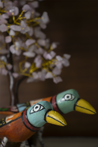 Ram Chirayya Handmade Wooden Birds Set Of 2 Multi Veersingh Wooden Products