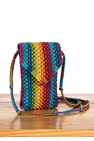 Sweven Striped Hand Knotted Mobile Pouch Multi Color One 'O' Eight Knots