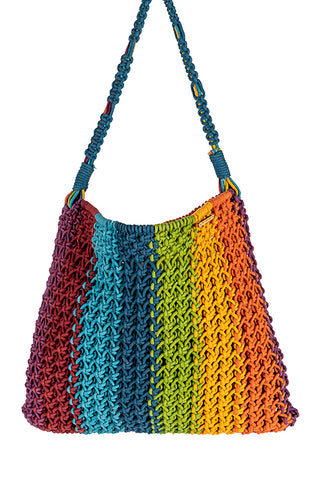 Maya Striped Hand Knotted Tote Bag Multi Color One 'O' Eight Knots